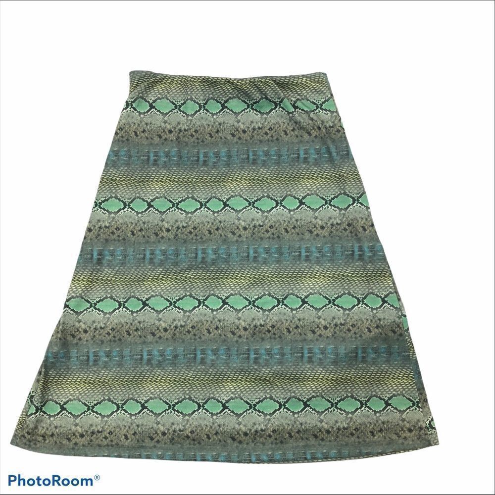 XOXO‎ Green Snake Skin Print Midi Skirt Size Small